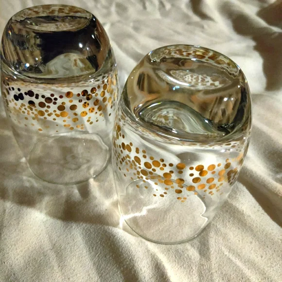 'Bailey's Irish Cream' Gold Dot Confetti Lowball Tumblers 22kt Filled, Set of 2 - Picture 9 of 12